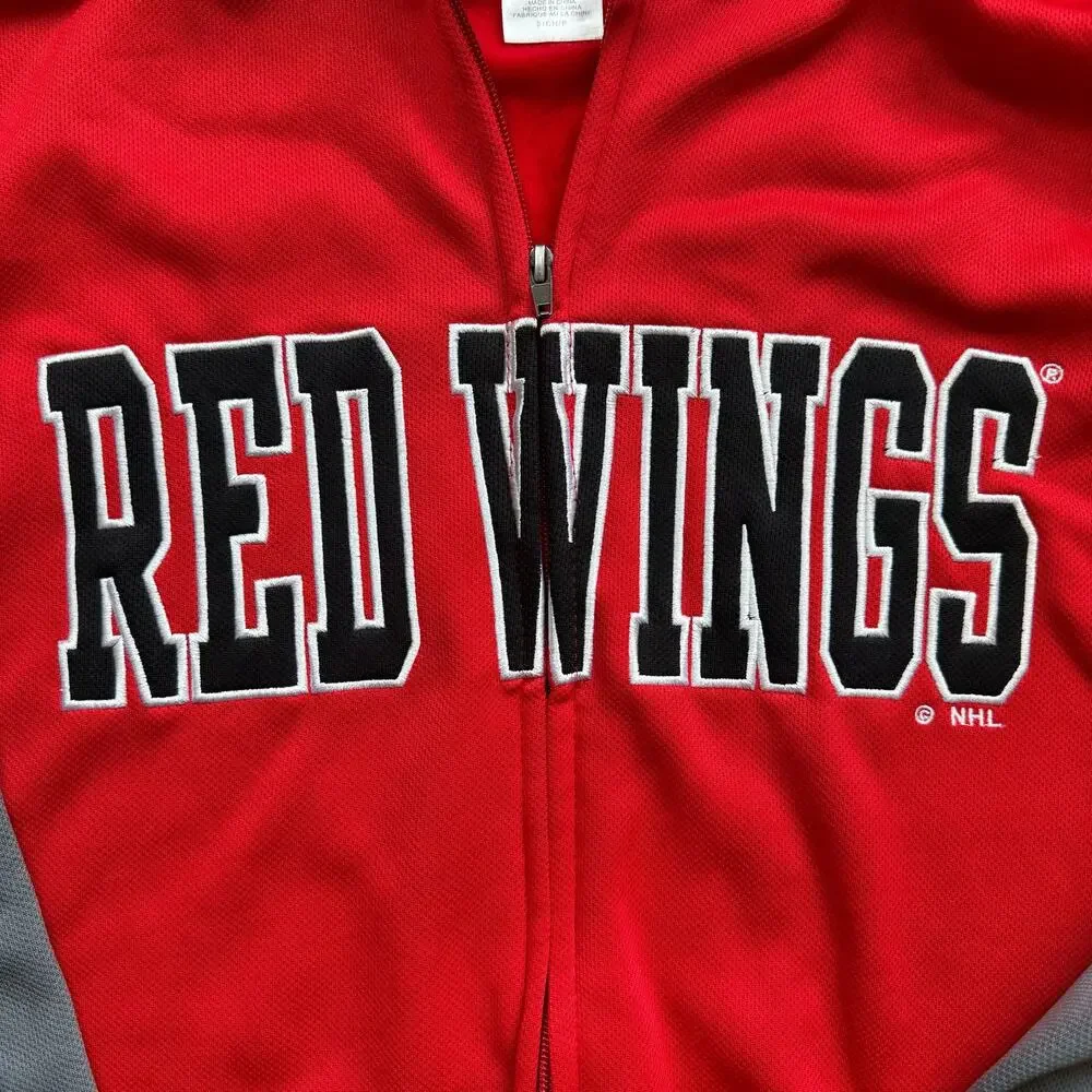 NHL Red Wings Hockey Hooded Zip Up Sweatshirt Mens Small Red Activewear Hoodie - Picture 2 of 10